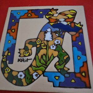 gecko earthtones tile southwest art decor to hang